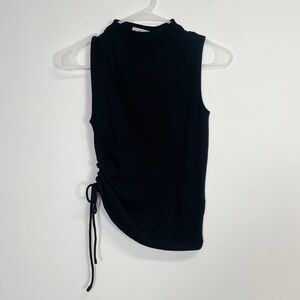 Elodie Shirt Womens Small Black Sleeveless Ruched Mock Neck NWT